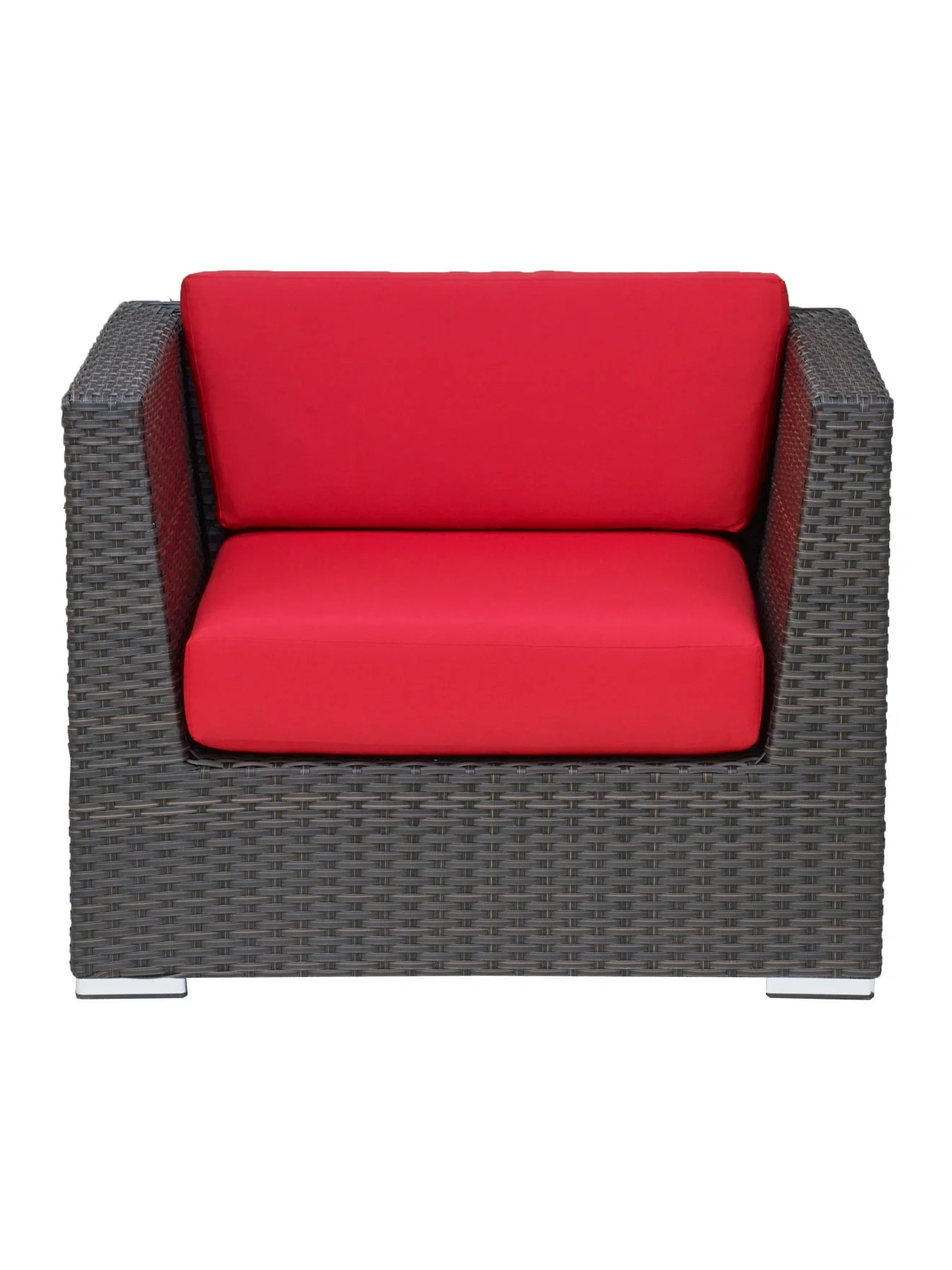 FLS Crystal Beach Armchair - Indo Wicker / Canvas Logo Red